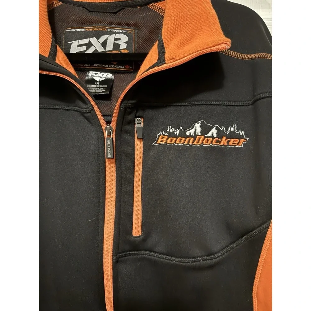 FXR Racing Boon‎ Docker Full Zip Jacket L Black Orange Snowmobile Ski Snowboard